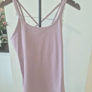 All in Motion Lilac size L ribbed tank top with straps and built in Bra Like New